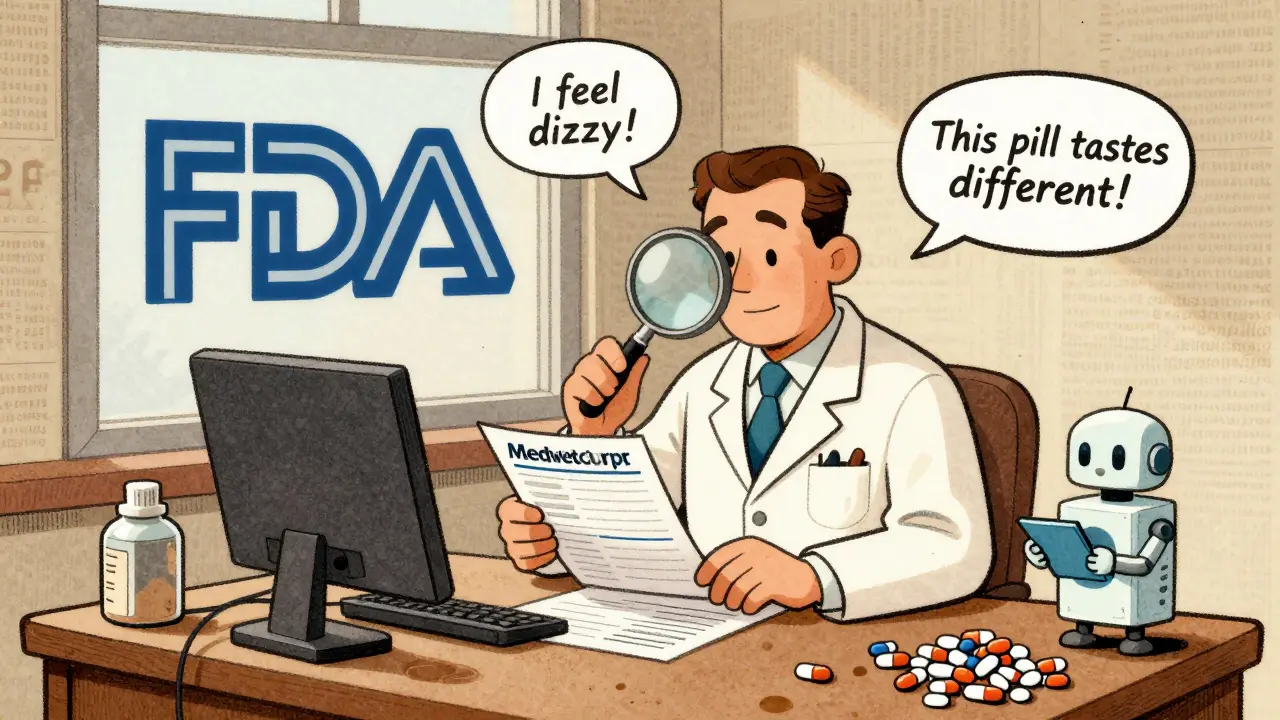 Pharmacist filing report as patient complaints float around, FDA logo watching