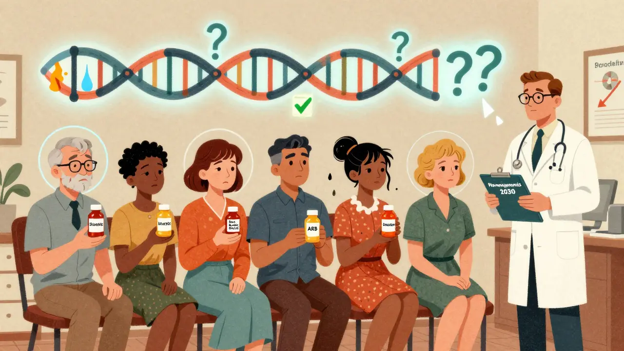 Diverse patients with side effect halos near glowing DNA strand