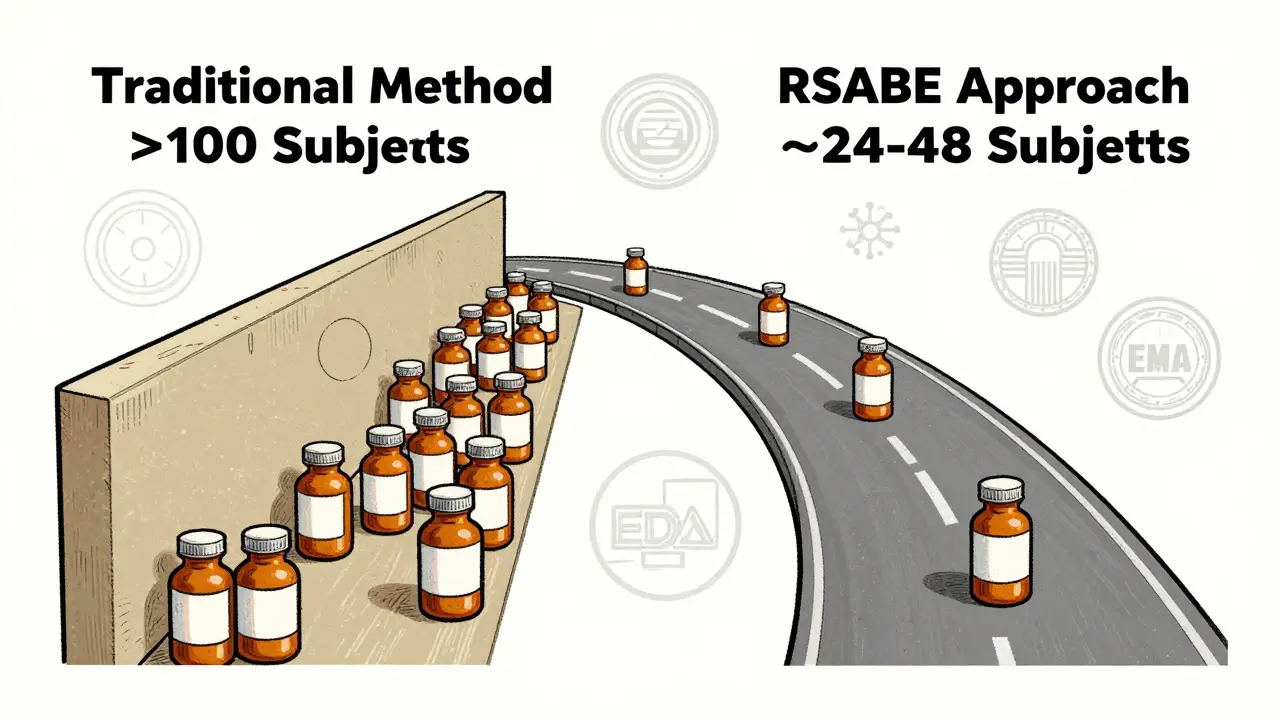 Cartoon comparison of traditional vs RSABE study paths