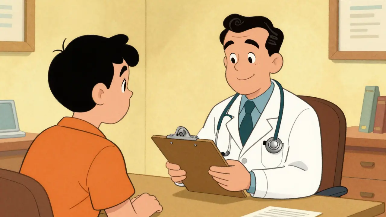 Doctor consulting with patient in office