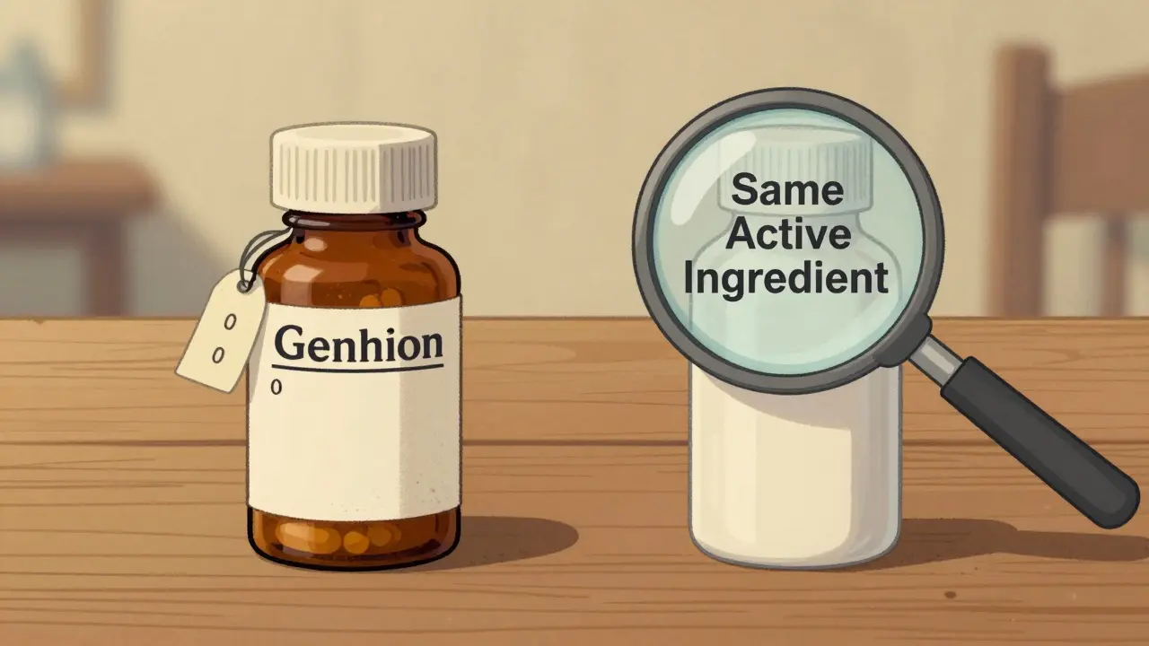 Comparison of expensive brand vs cheap generic medicine bottles