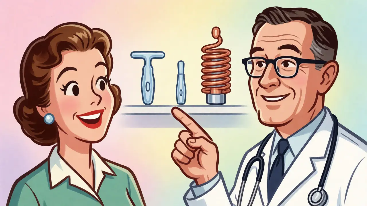 Doctor explaining safe non-estrogen contraceptive options to a patient